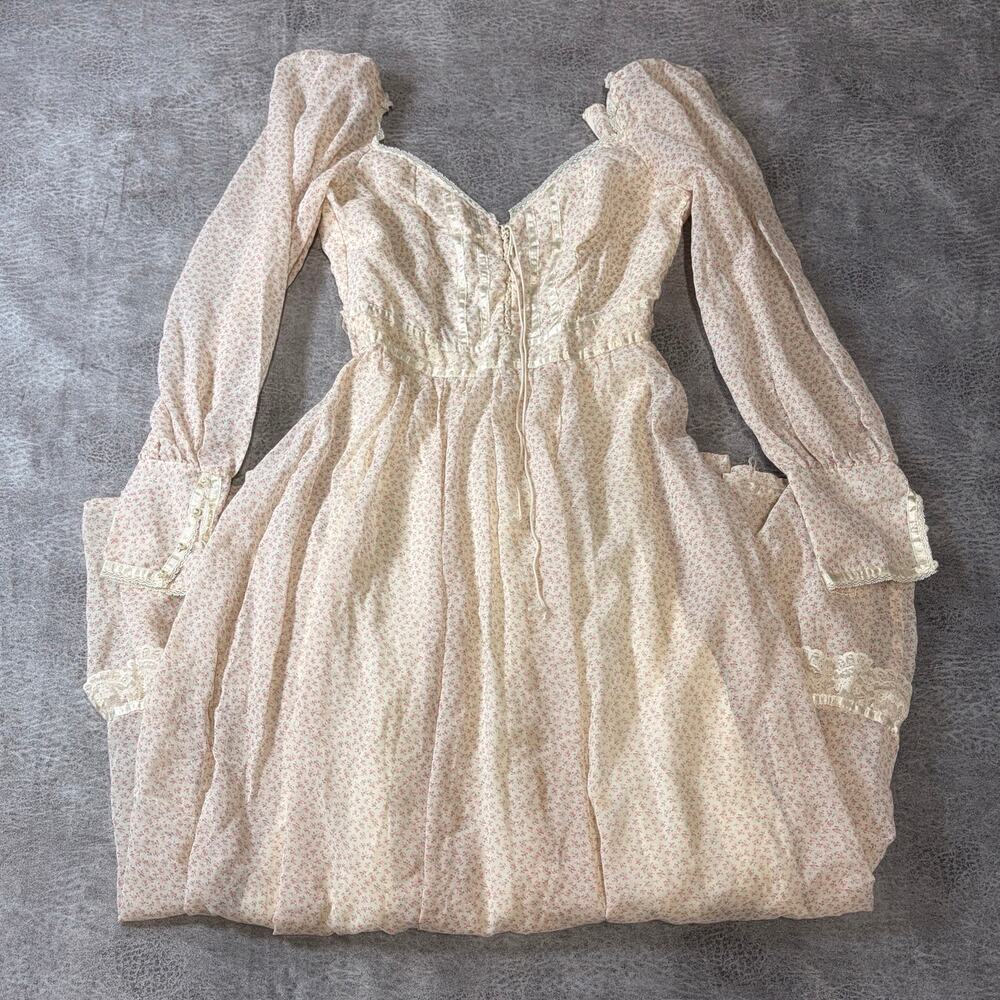 Vintage Gunne Sax Floral Blush Maxi Dress